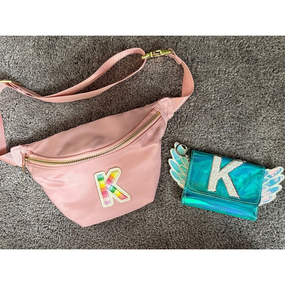 Girls Initial K Belt Bag / Fanny Pack and Wallet Set